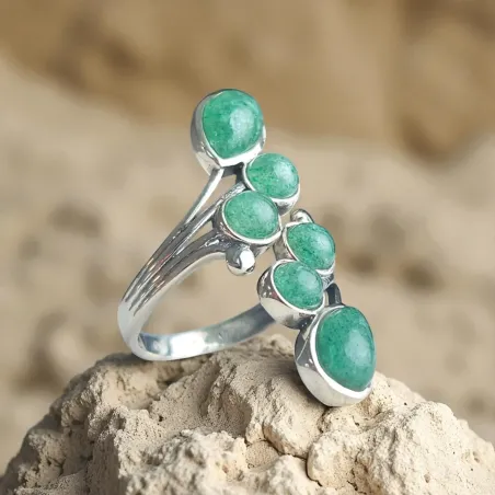 Bague Aventurine Verte réglable – Chance et douceur du cœur