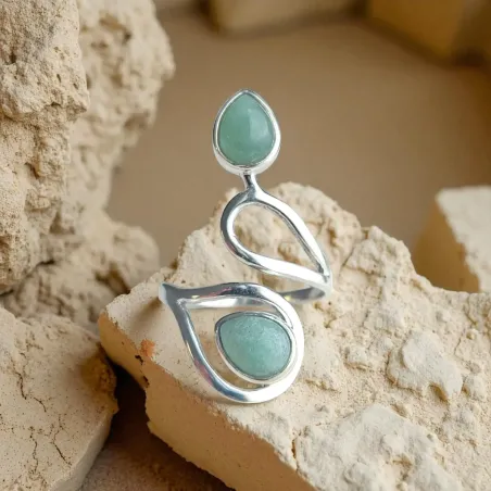 Bague Aventurine 2 Gouttes – Harmonie du cœur & ajustement