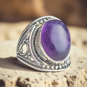 Bague Améthyste Argent Ovale – Élégance et Apaisement