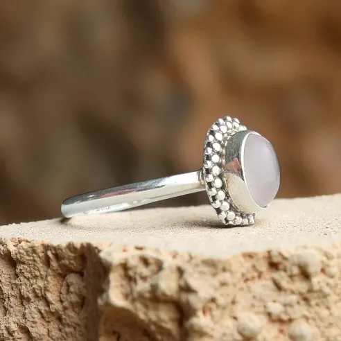 Bague Amandine Quartz Rose – Argent - Amour et douceur sacrée