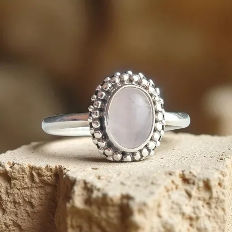 Bague Amandine Quartz Rose – Argent - Amour et douceur sacrée