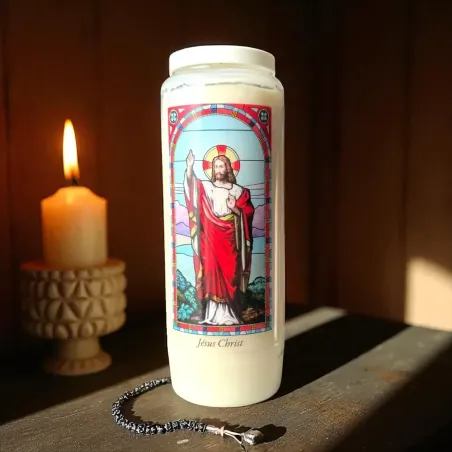 Neuvaine vitrail Jésus Christ – Bougie de prière 9 jours