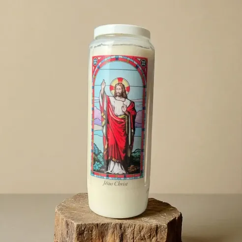 Neuvaine vitrail Jésus Christ – Bougie de prière 9 jours
