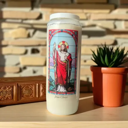 Neuvaine vitrail Jésus Christ – Bougie de prière 9 jours
