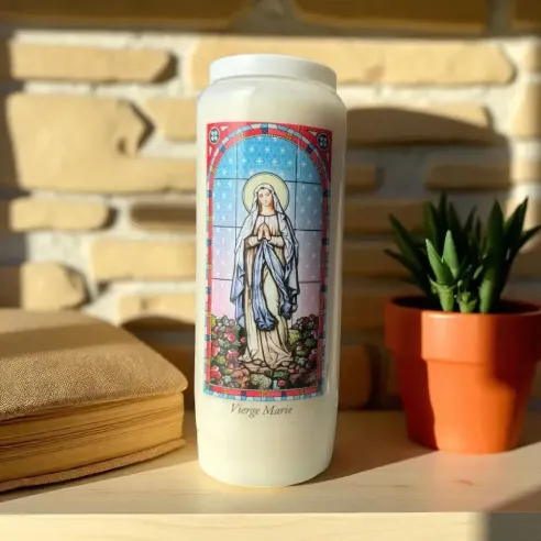 Neuvaine vitrail Vierge Marie – Bougie de prière 9 jours