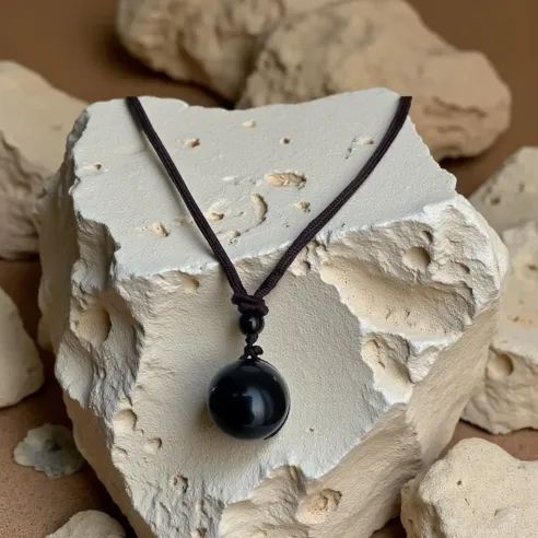 Collier boule d'Obsidienne – Protection et ancrage quotidien