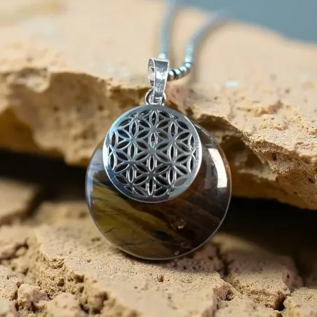 Pendentif Donut Fleur de Vie – Pierres naturelles & énergie