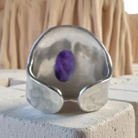 Bague Améthyste et Argent Martelée – Sagesse & Sérénité