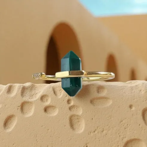 Bague Malachite Argent Doré – Bijou spirituel en argent doré