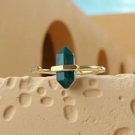 Bague Malachite Argent Doré – Bijou spirituel en argent doré