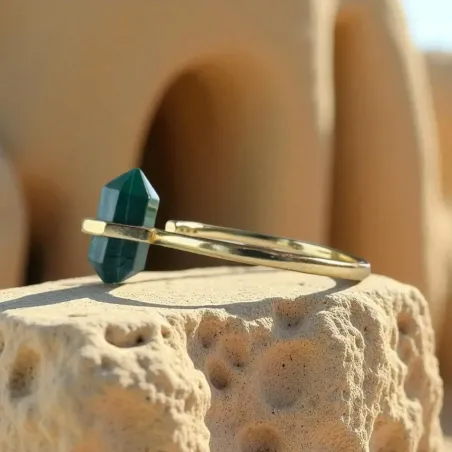 Bague Malachite Argent Doré – Bijou spirituel en argent doré