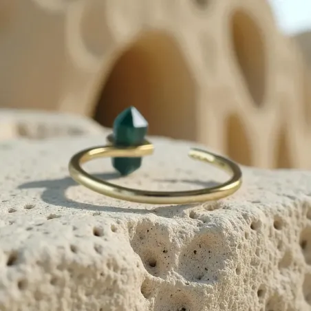 Bague Malachite Argent Doré – Bijou spirituel en argent doré