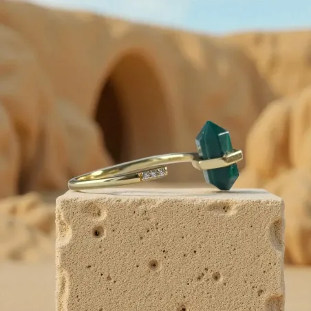 Bague Malachite Argent Doré – Bijou spirituel en argent doré