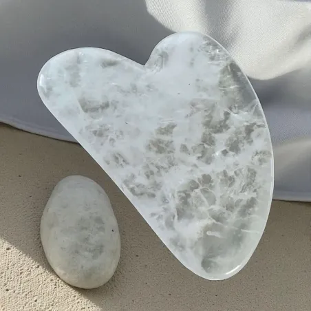 Palme Gua Sha Cristal de Roche 10 cm – Massage visage et bien-être