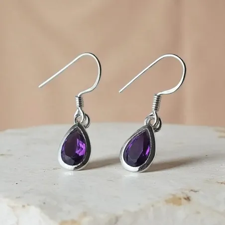 Boucles d'oreilles pendantes Améthyste – argent 925