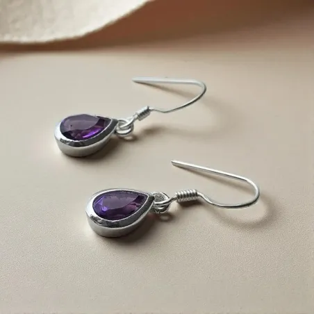 Boucles d'oreilles pendantes Améthyste – argent 925