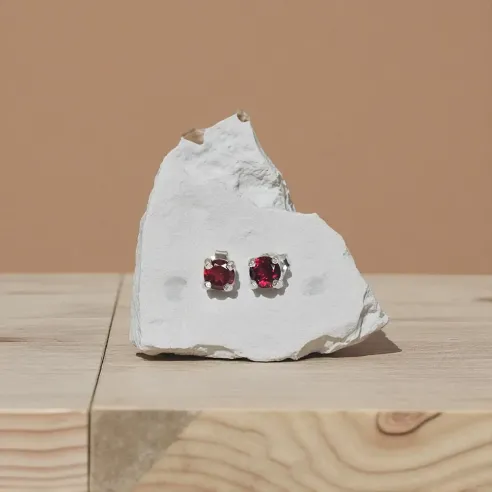 Puces d’oreilles grenat – Force vitale & ancrage sacré