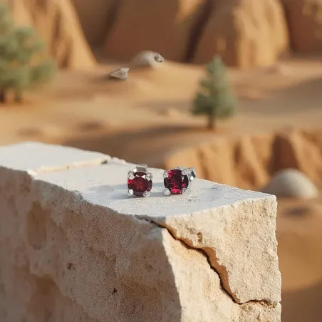 Puces d’oreilles grenat – Force vitale & ancrage sacré