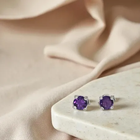 Puces d’oreilles en améthyste – Sérénité & intuition subtile