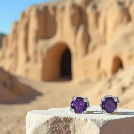 Puces d’oreilles en améthyste – Sérénité & intuition subtile