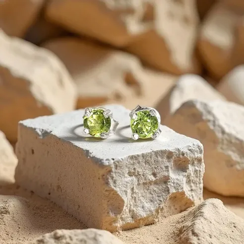Puces d’oreilles péridot argent – Clarté et renouveau du cœur