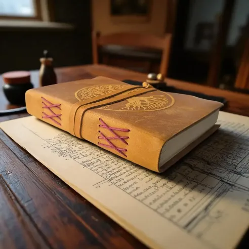 Grimoire Arbre de Vie camel – pages recyclées non lignées