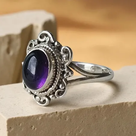 Bague Améthyste Juliette – Argent fleuri et paix intérieure
