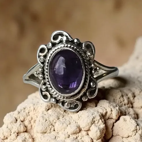 Bague Améthyste Juliette – Argent fleuri et paix intérieure