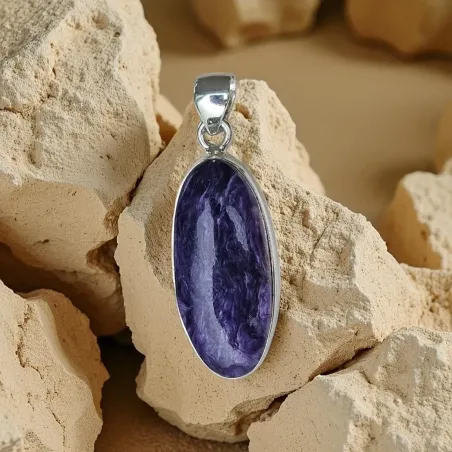 Pendentif Charoïte Ovale - Paix et transmutation spirituelle
