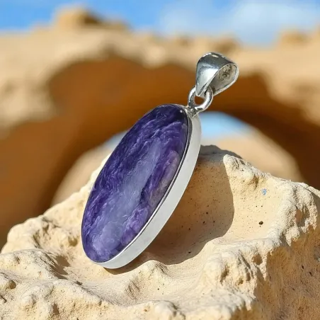 Pendentif Charoïte Ovale - Paix et transmutation spirituelle