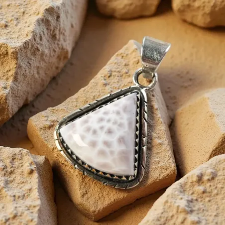 Pendentif Opale Rose triangle – Douceur et guérison du cœur