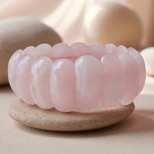 Bracelet Plaquette Quartz Rose – douceur et amour