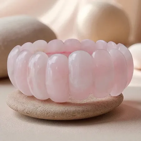 Bracelet Plaquette Quartz Rose – douceur et amour