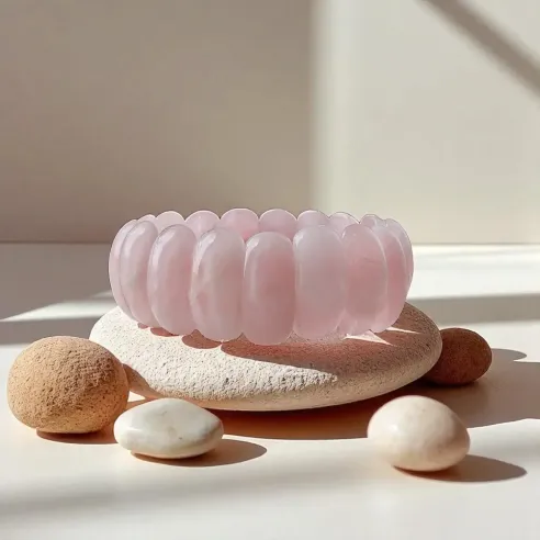 Bracelet Plaquette Quartz Rose – douceur et amour