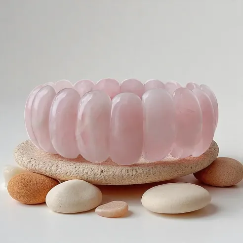 Bracelet Plaquette Quartz Rose – douceur et amour