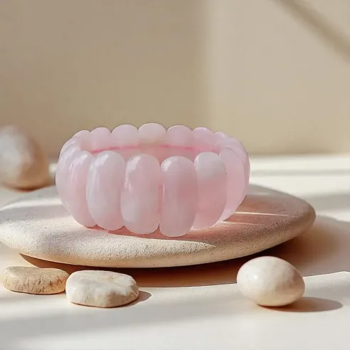 Bracelet Plaquette Quartz Rose – douceur et amour