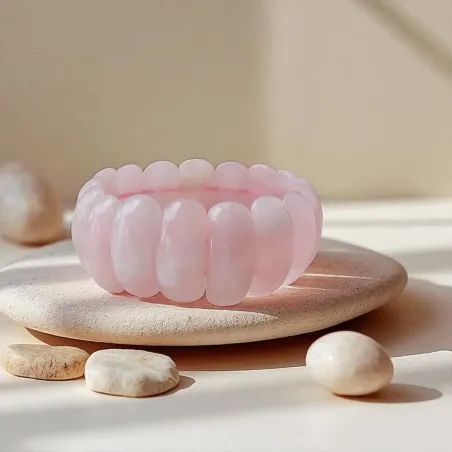 Bracelet Plaquette Quartz Rose – douceur et amour