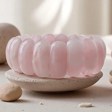 Bracelet Plaquette Quartz Rose – douceur et amour