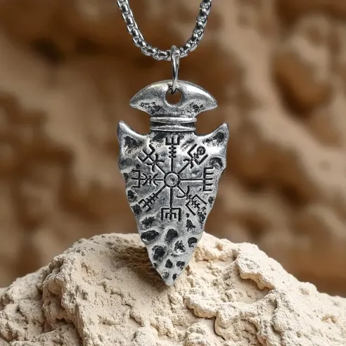 Pendentif Pointe Vegvisir – Symbole Viking de Protection