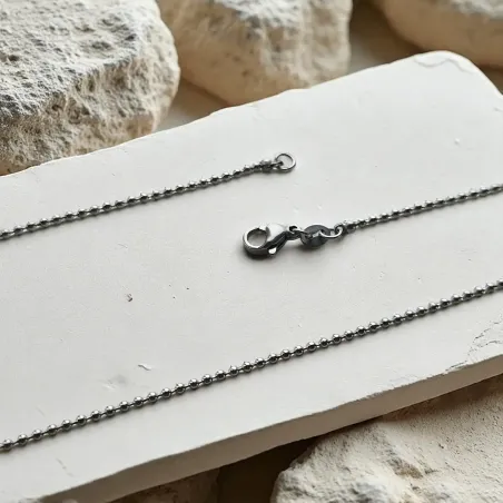 Chaine boule argent 45cm – billes 1 mm