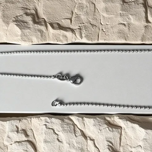 Chaine boule argent 45cm – billes 1 mm