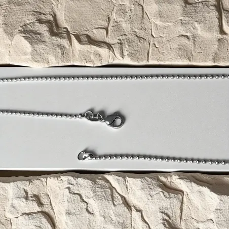 Chaine boule argent 45cm – billes 1 mm