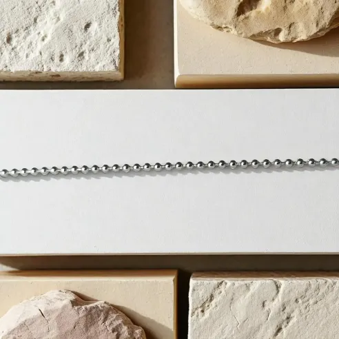 Chaine boule argent 45cm – billes 1 mm