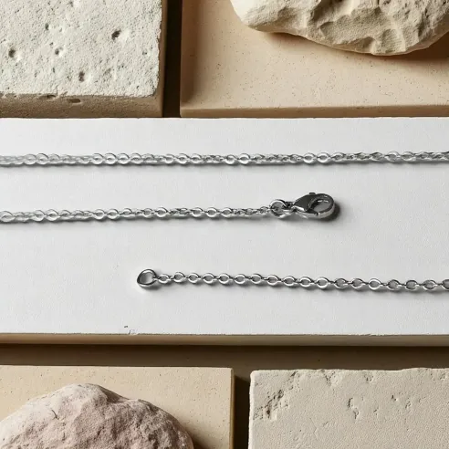 Chaîne maille chaînette 60 cm – acier inox argenté