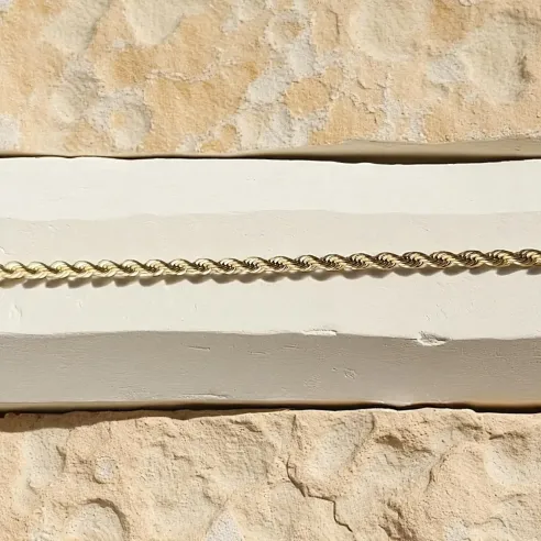Chaîne torsadée dorée 45cm – 2 mm ou 3 mm pour pendentifs