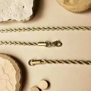 Chaîne torsadée dorée 50 cm – 2 mm ou 3 mm pour pendentifs
