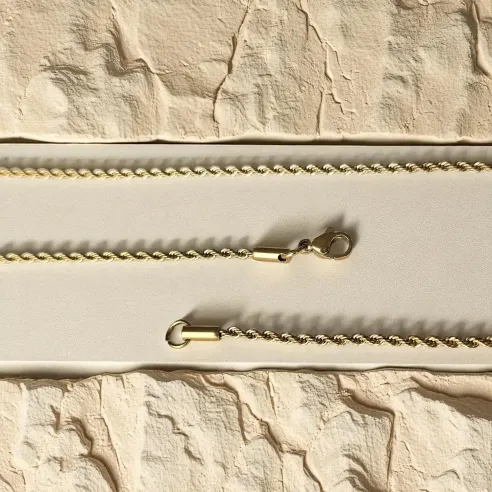 Chaîne torsadée dorée 50 cm – 2 mm ou 3 mm pour pendentifs