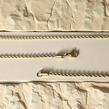 Chaîne torsadée dorée 50 cm – 2 mm ou 3 mm pour pendentifs