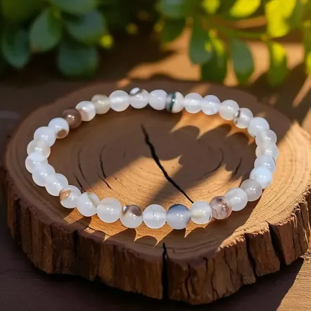 Bracelet agate blanche – harmonie & pureté intérieure