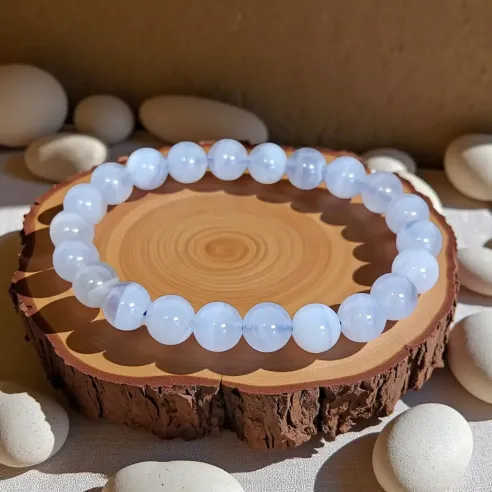 Bracelet Calcédoine Bleue – paix et communication fluide